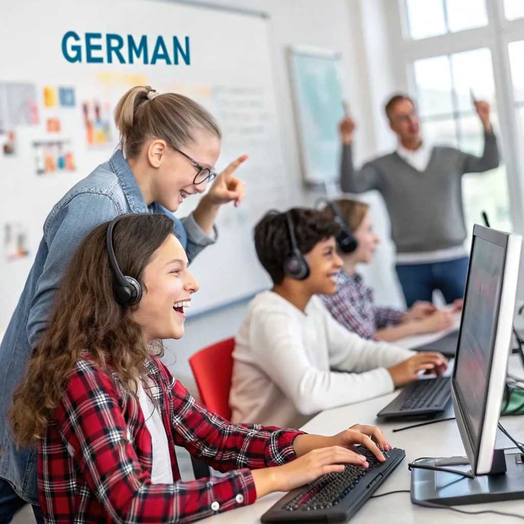 A lively online class learning German
